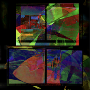 polyptych The River of Current Reverse Time 2019 photographic digital collage, dye-sublimation printing on wet silk